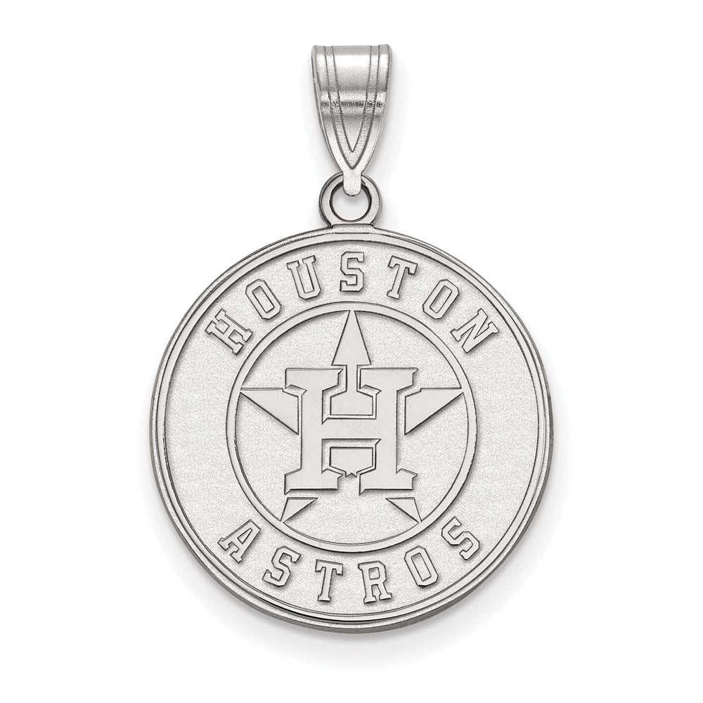 Sterling Silver MLB Houston Astros Large Disc Pendant, Item P32040 by The Black Bow Jewelry Co.