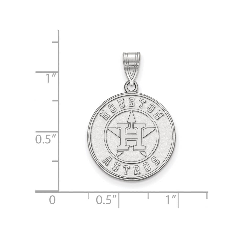 Alternate view of the Sterling Silver MLB Houston Astros Large Disc Pendant by The Black Bow Jewelry Co.