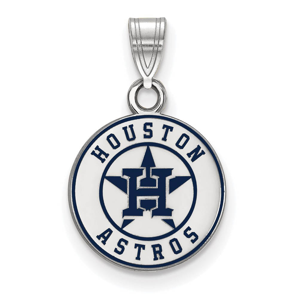 Sterling Silver MLB Houston Astros SM Enamel Disc Pendant, Item P32041 by The Black Bow Jewelry Co.