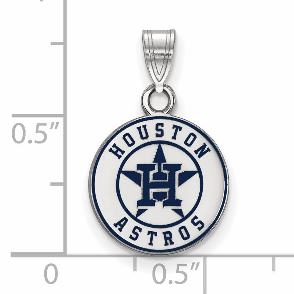 Alternate view of the Sterling Silver MLB Houston Astros SM Enamel Disc Pendant by The Black Bow Jewelry Co.