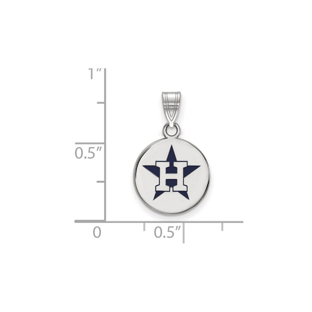 Alternate view of the Sterling Silver MLB Houston Astros SM Enamel Star Disc Pendant by The Black Bow Jewelry Co.