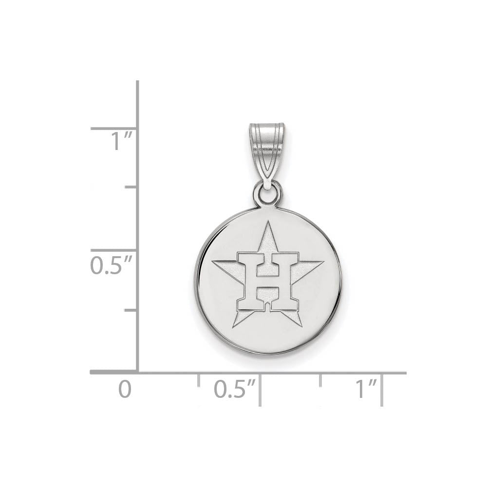 Alternate view of the Sterling Silver MLB Houston Astros Medium H Star Disc Pendant by The Black Bow Jewelry Co.