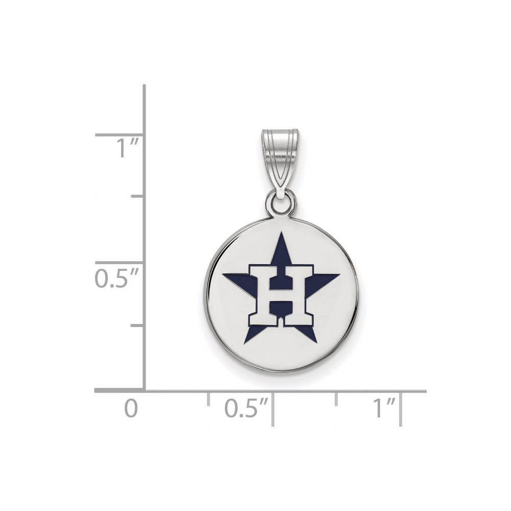 Alternate view of the Sterling Silver MLB Houston Astros MD Enamel Star Disc Pendant by The Black Bow Jewelry Co.