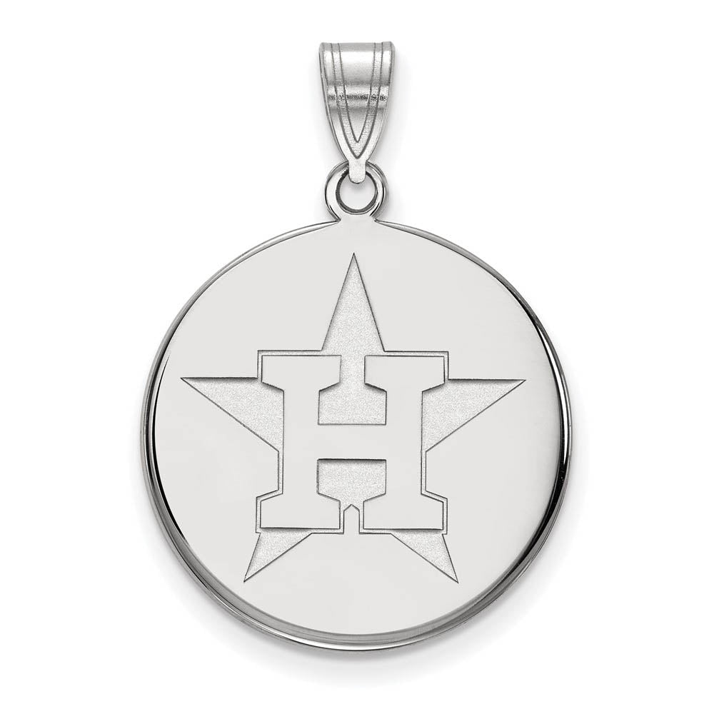 Sterling Silver MLB Houston Astros Large Star Disc Pendant, Item P32047 by The Black Bow Jewelry Co.