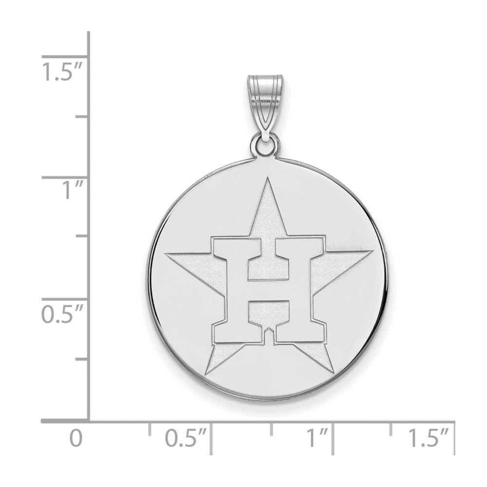 Alternate view of the Sterling Silver MLB Houston Astros Extra Large Star Disc Pendant by The Black Bow Jewelry Co.