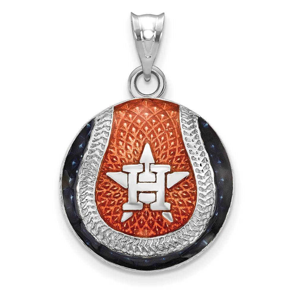 Sterling Silver MLB Houston Astros LG Enamel Baseball Pendant, Item P32052 by The Black Bow Jewelry Co.