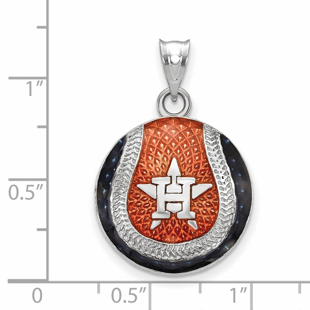 Alternate view of the Sterling Silver MLB Houston Astros LG Enamel Baseball Pendant by The Black Bow Jewelry Co.
