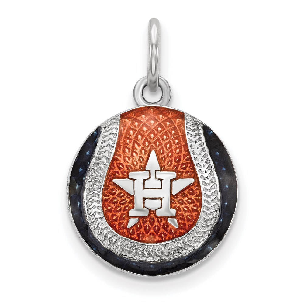 Sterling Silver MLB Houston Astros SM Enamel Baseball Charm, Item P32053 by The Black Bow Jewelry Co.
