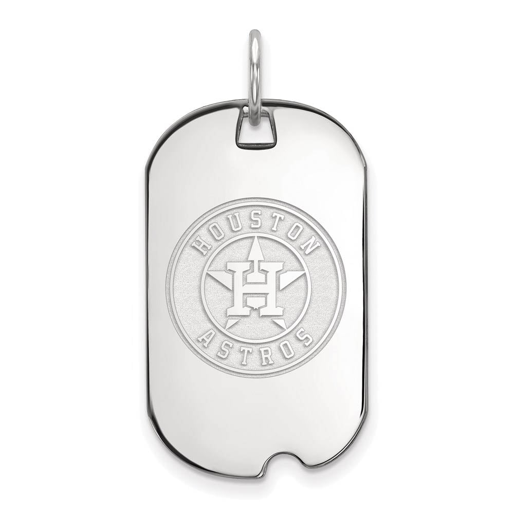 Sterling Silver MLB Houston Astros Small Dog Tag Pendant, Item P32054 by The Black Bow Jewelry Co.