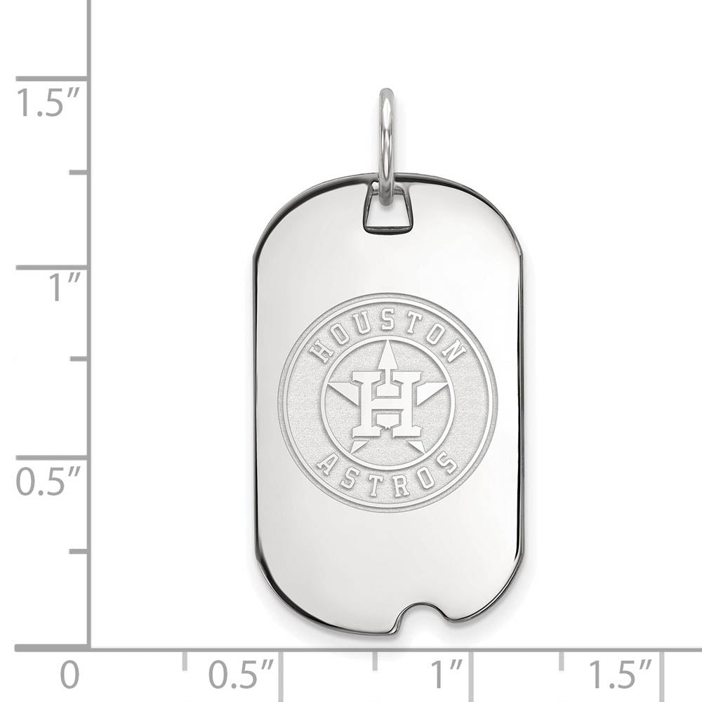 Alternate view of the Sterling Silver MLB Houston Astros Small Dog Tag Pendant by The Black Bow Jewelry Co.