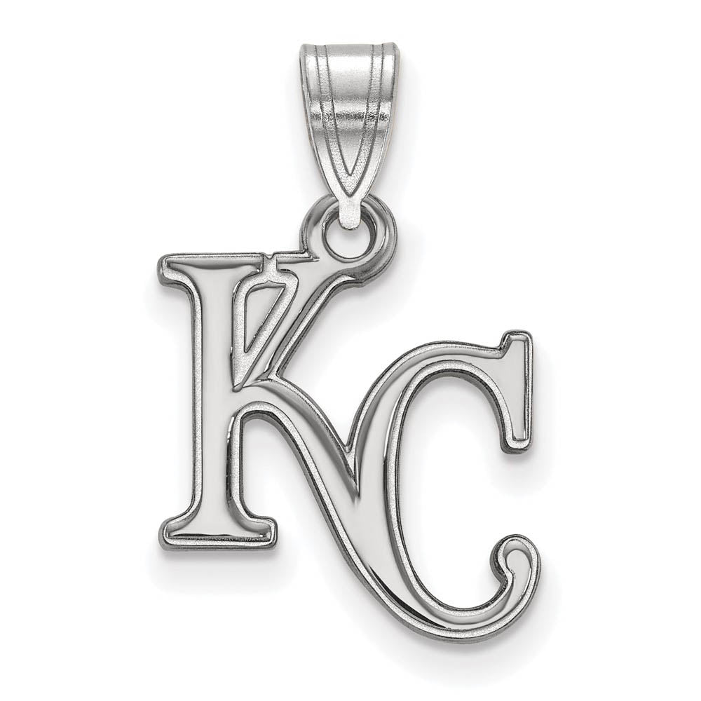 10K White Gold MLB Kansas City Royals Medium KC Pendant, Item P32057 by The Black Bow Jewelry Co.