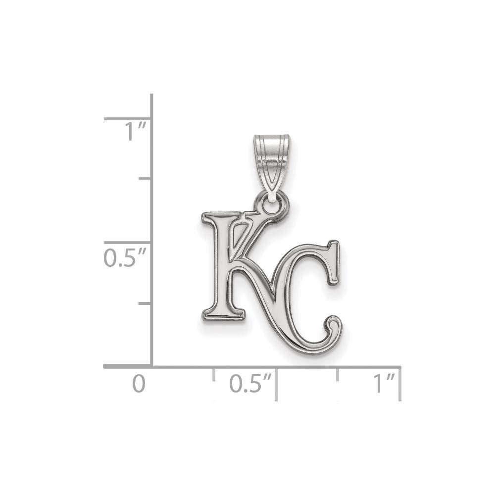 Alternate view of the 10K White Gold MLB Kansas City Royals Medium KC Pendant by The Black Bow Jewelry Co.