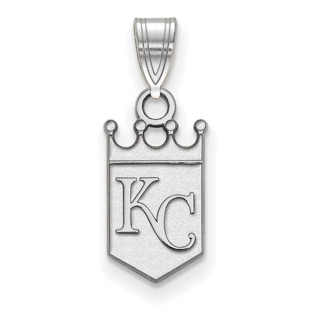 10K White Gold MLB Kansas City Royals SM Crown Home Plate Pendant, Item P32060 by The Black Bow Jewelry Co.