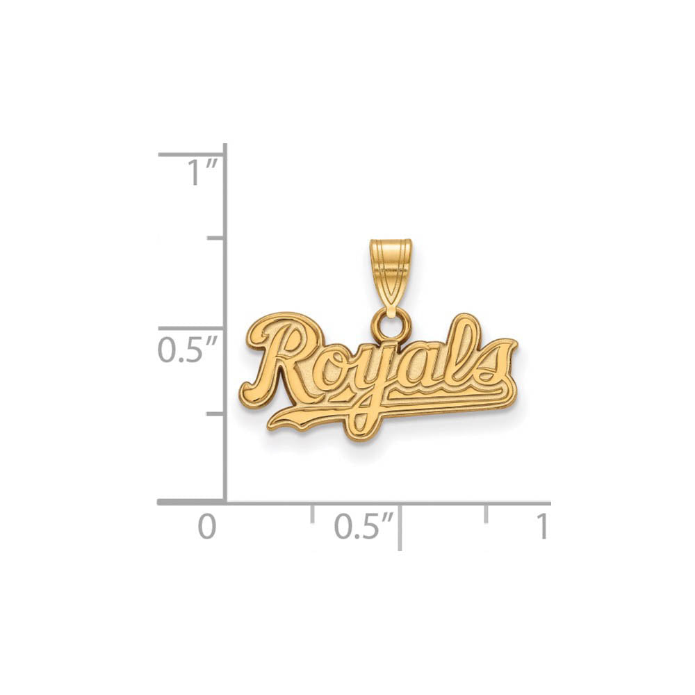 Alternate view of the 10K Yellow Gold MLB Kansas City Royals Small Script Pendant by The Black Bow Jewelry Co.