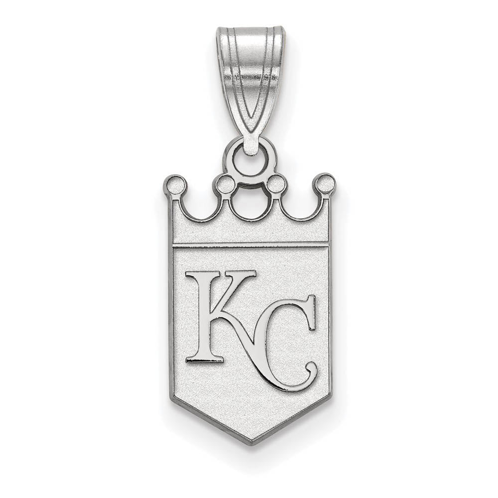 14K White Gold MLB Kansas City Royals MD Crown Home Plate Pendant, Item P32080 by The Black Bow Jewelry Co.