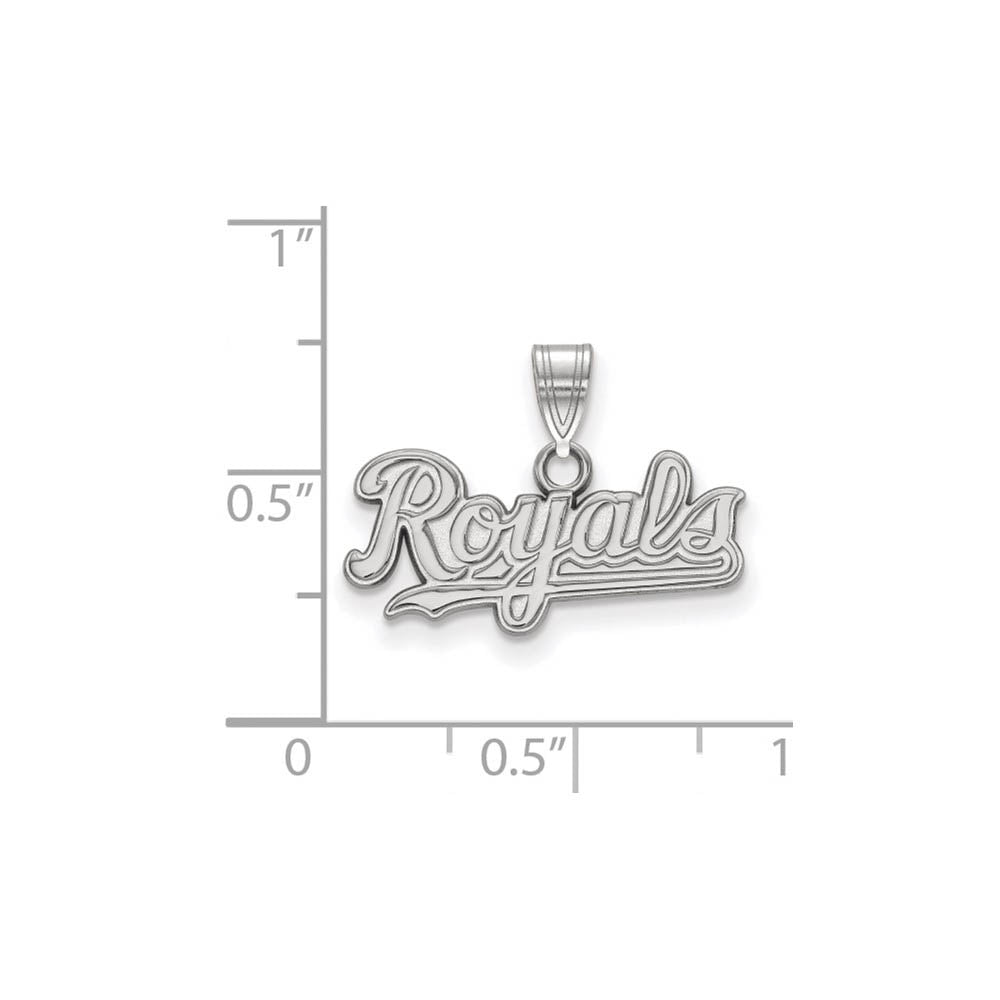 Alternate view of the 14K White Gold MLB Kansas City Royals Small Script Pendant by The Black Bow Jewelry Co.