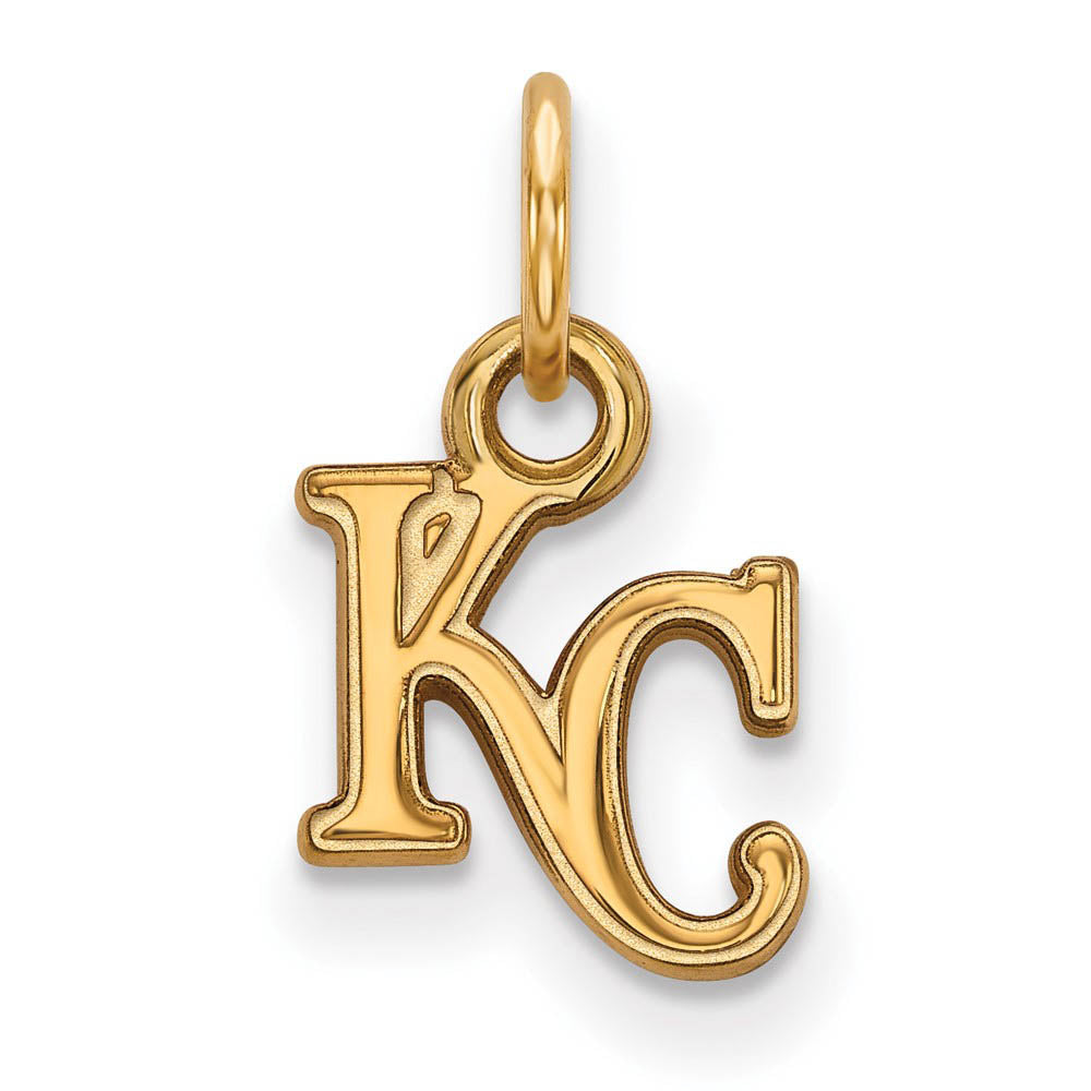 14K Yellow Gold MLB Kansas City Royals XS (Tiny) KC Charm, Item P32083 by The Black Bow Jewelry Co.