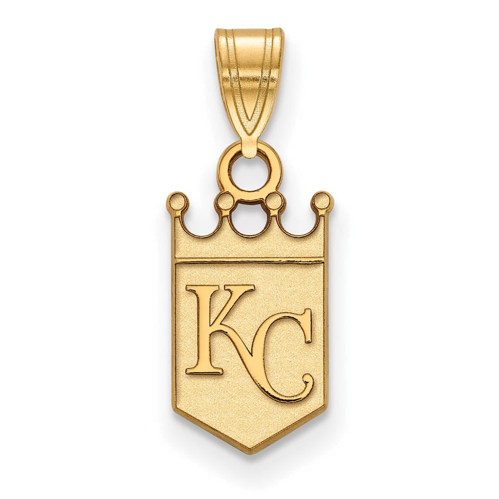 14K Gold Plated Silver MLB Kansas City Royals SM Crown Pendant, Item P32097 by The Black Bow Jewelry Co.