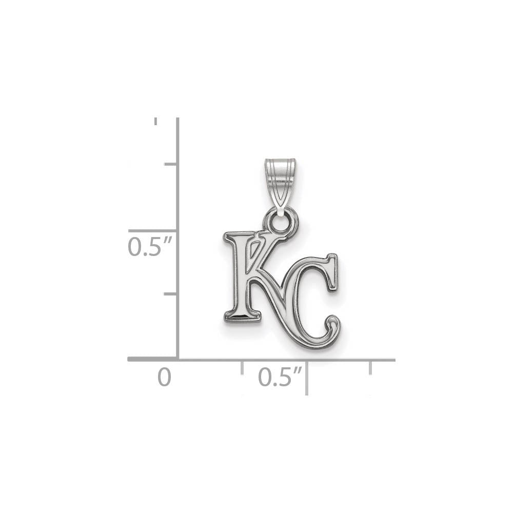 Alternate view of the Sterling Silver MLB Kansas City Royals SM KC Pendant by The Black Bow Jewelry Co.