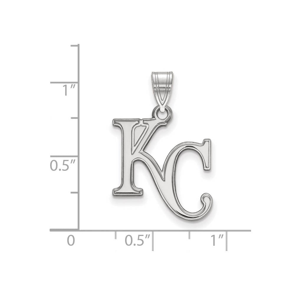 Alternate view of the Sterling Silver MLB Kansas City Royals LG KC Pendant by The Black Bow Jewelry Co.