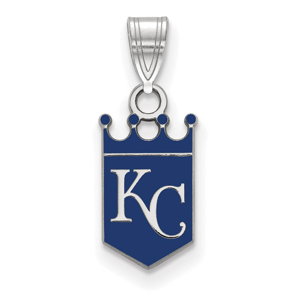 Sterling Silver MLB Kansas City Royals SM Enamel Crown Pendant, Item P32111 by The Black Bow Jewelry Co.