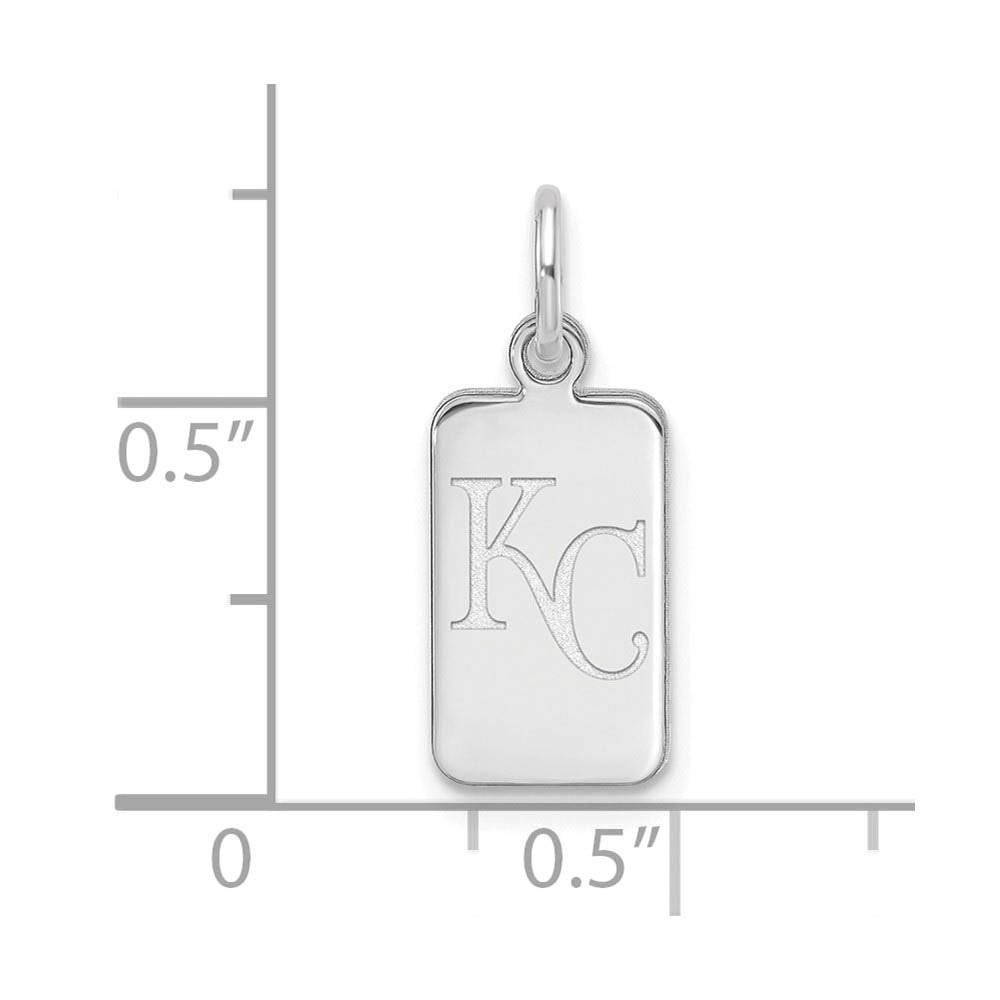 Alternate view of the Sterling Silver MLB Kansas City Royals XS (Tiny) Tag Charm by The Black Bow Jewelry Co.