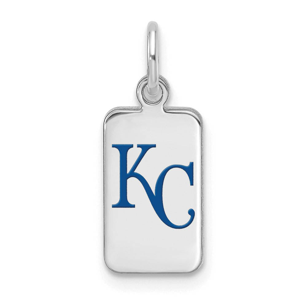 Sterling Silver MLB Kansas City Royals XS (Tiny) Enamel Tag Charm, Item P32114 by The Black Bow Jewelry Co.