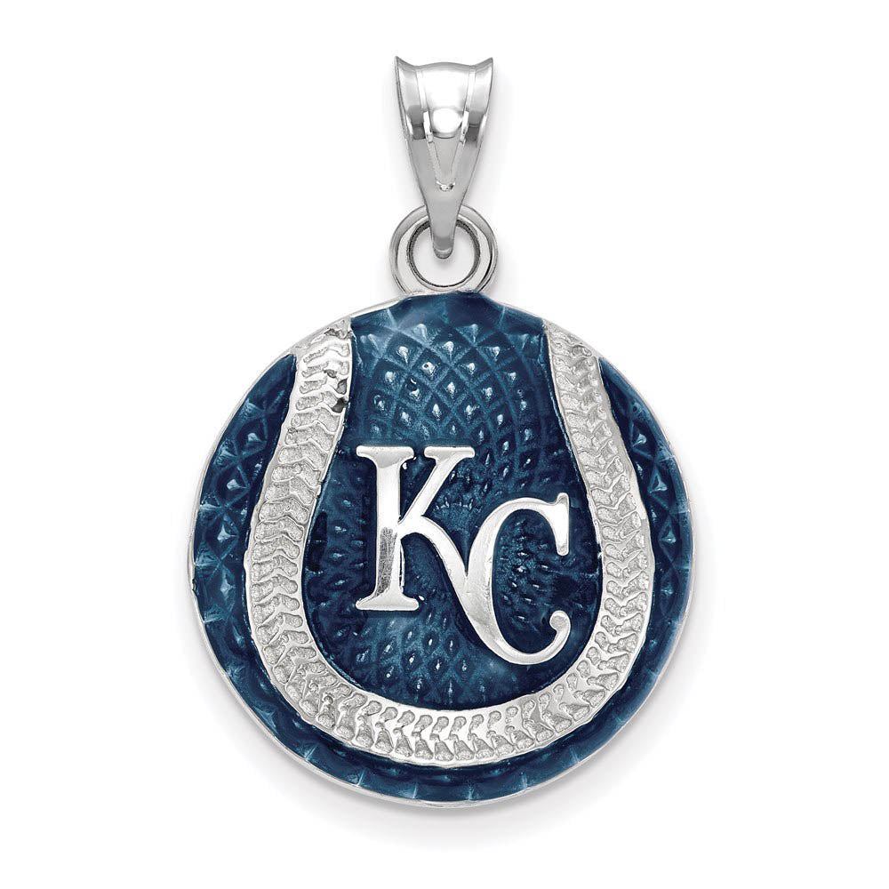 Sterling Silver MLB Kansas City Royals LG Baseball Enamel Pendant, Item P32115 by The Black Bow Jewelry Co.