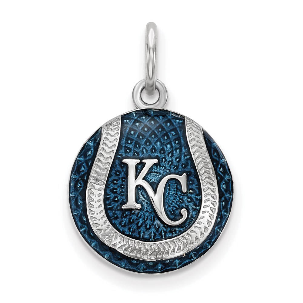 Sterling Silver MLB Kansas City Royals SM Baseball Enamel Charm, Item P32116 by The Black Bow Jewelry Co.