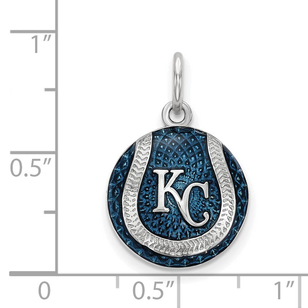 Alternate view of the Sterling Silver MLB Kansas City Royals SM Baseball Enamel Charm by The Black Bow Jewelry Co.
