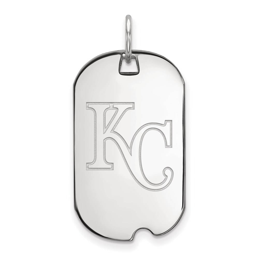 Sterling Silver MLB Kansas City Royals Small Dog Tag Pendant, Item P32117 by The Black Bow Jewelry Co.