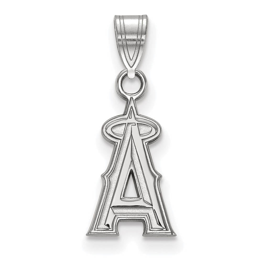 10K White Gold MLB Los Angeles Angels Small Letter A Pendant, Item P32119 by The Black Bow Jewelry Co.