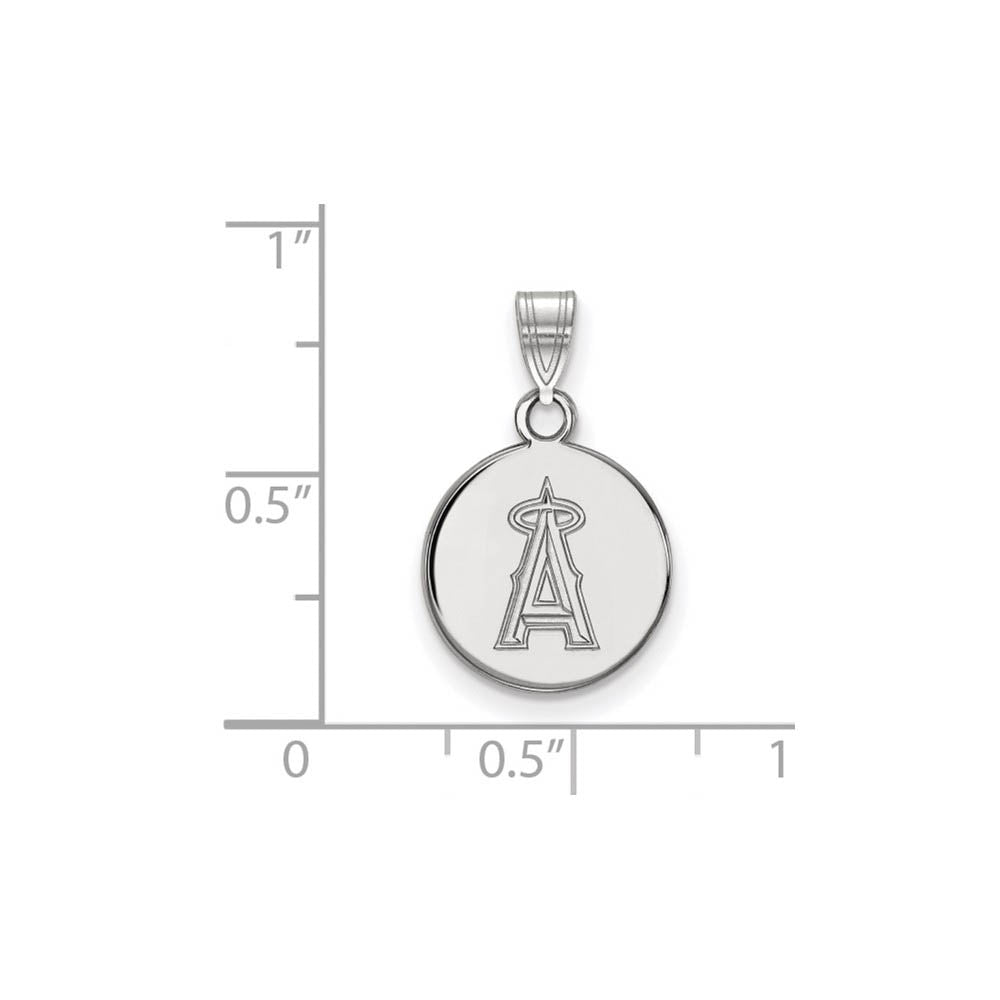 Alternate view of the 10K White Gold MLB Los Angeles Angels Small Disc Pendant by The Black Bow Jewelry Co.