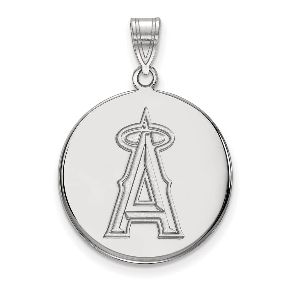 10K White Gold MLB Los Angeles Angels Large Disc Pendant, Item P32122 by The Black Bow Jewelry Co.