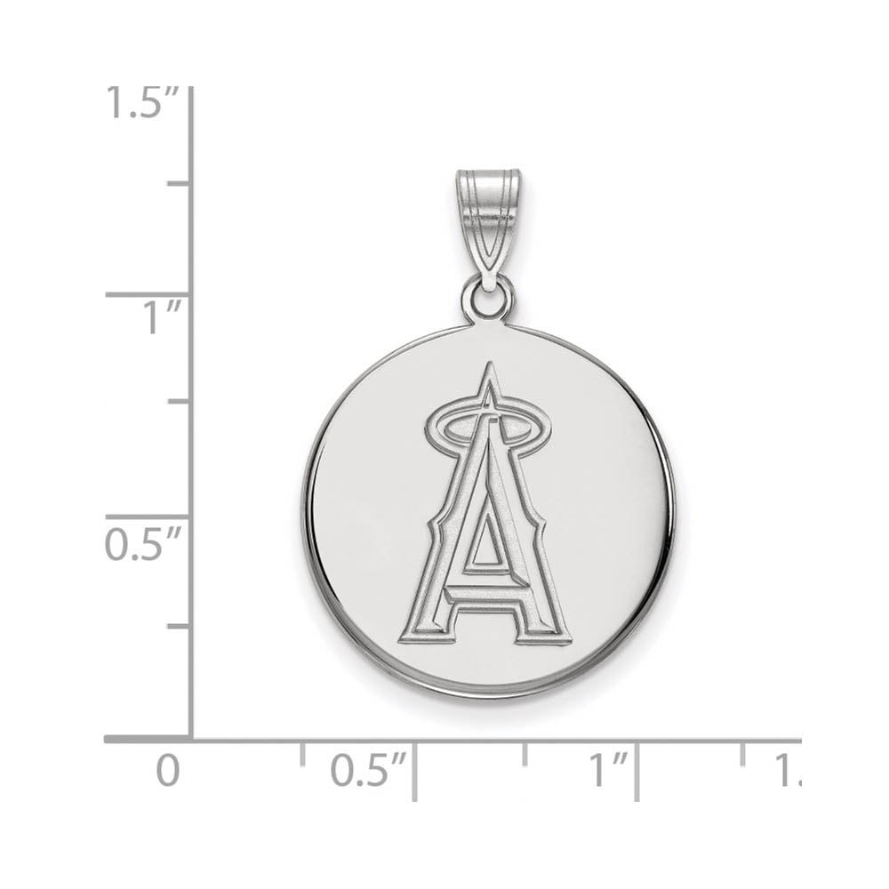 Alternate view of the 10K White Gold MLB Los Angeles Angels Large Disc Pendant by The Black Bow Jewelry Co.
