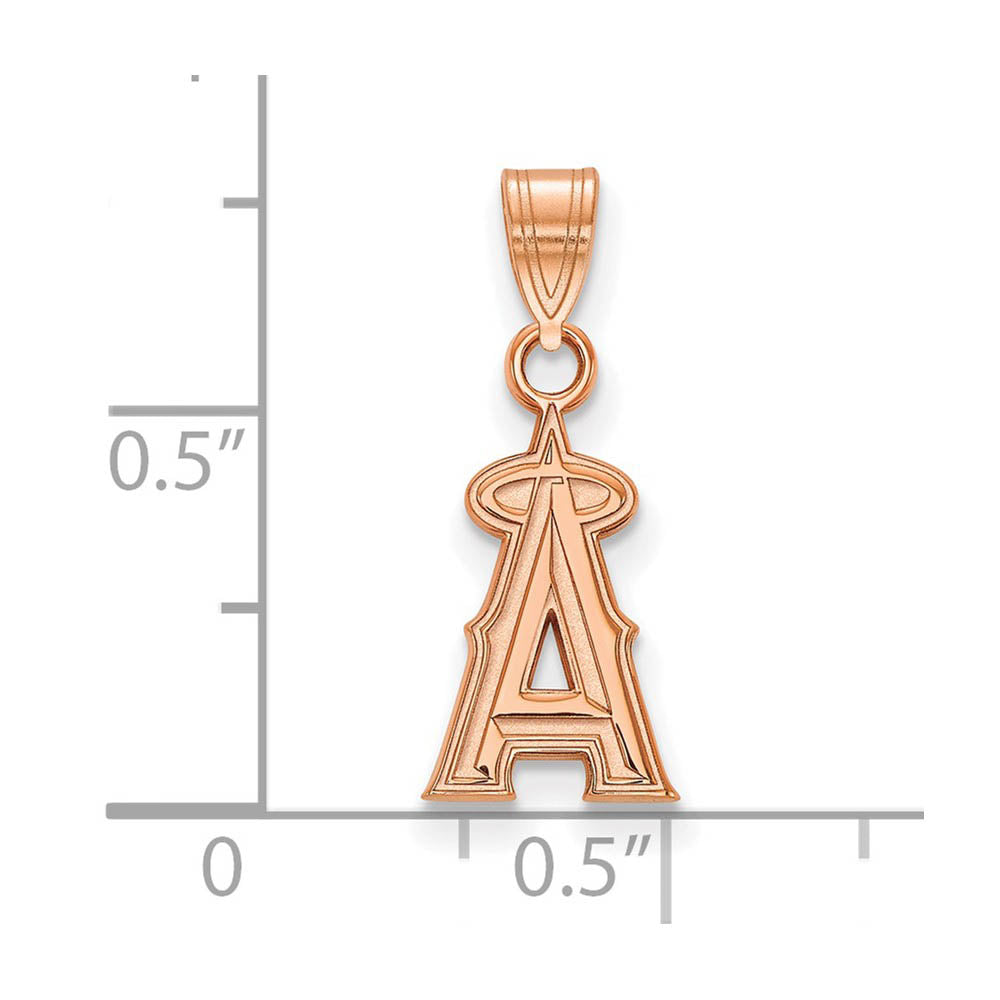 Alternate view of the 14K Rose Gold MLB Los Angeles Angels Small Letter A Pendant by The Black Bow Jewelry Co.