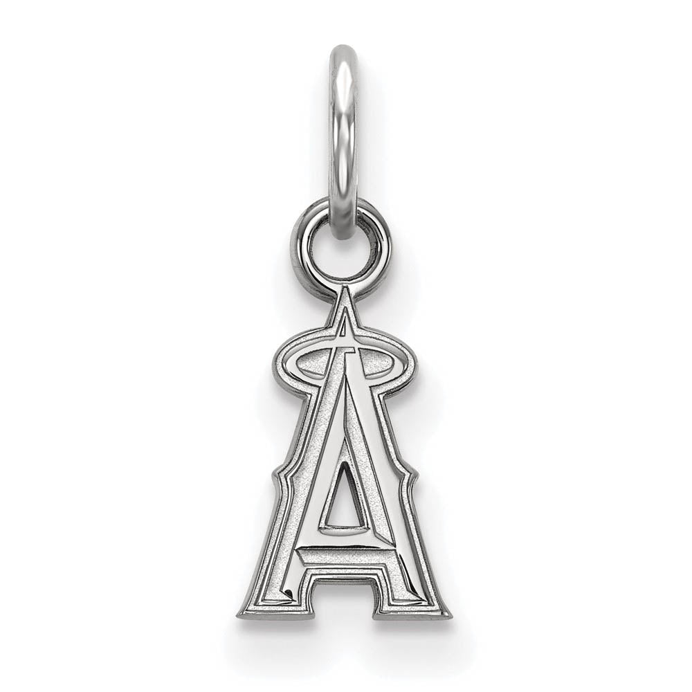 14K White Gold MLB Los Angeles Angels XS (Tiny) Letter A Charm, Item P32129 by The Black Bow Jewelry Co.
