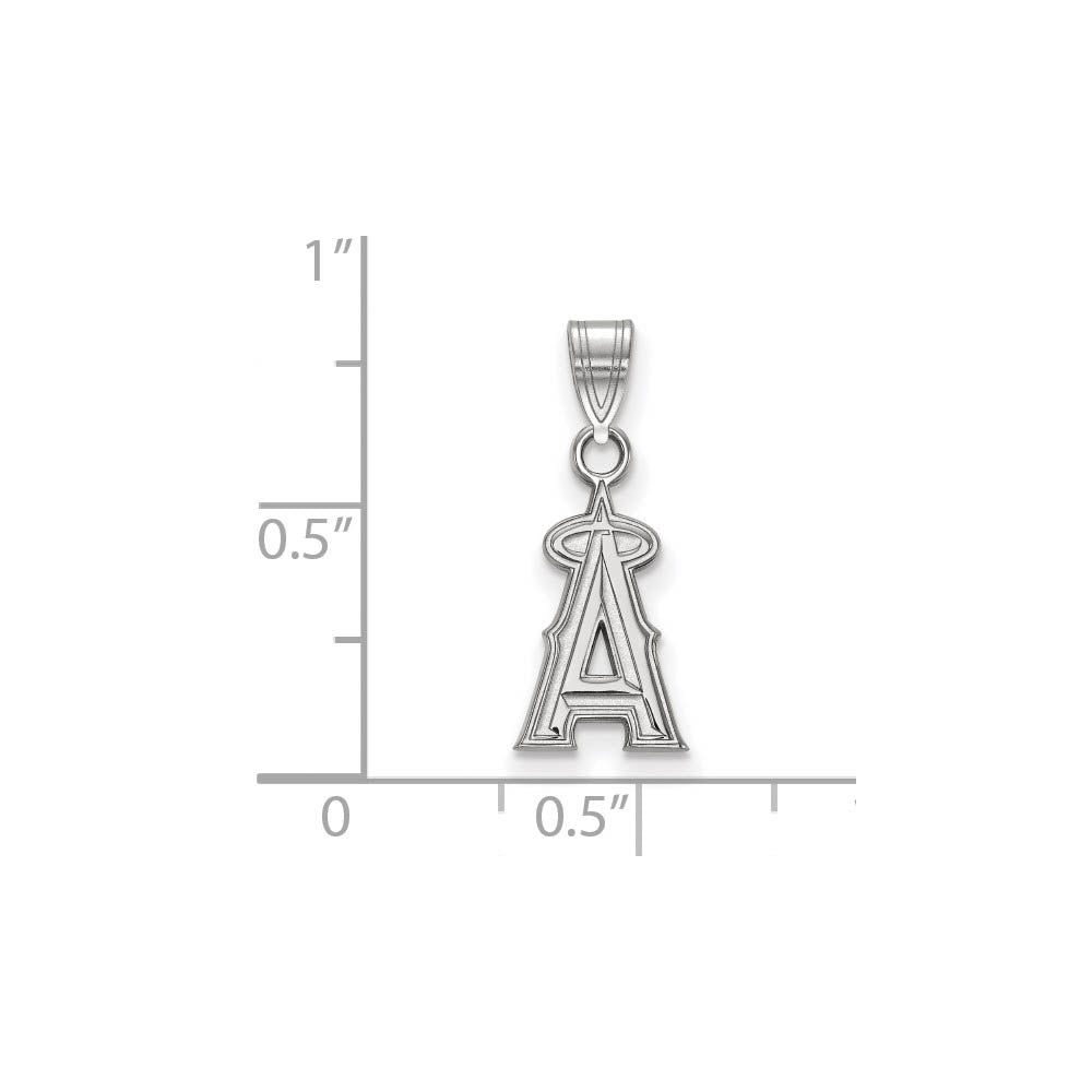 Alternate view of the 14K White Gold MLB Los Angeles Angels Small Letter A Pendant by The Black Bow Jewelry Co.