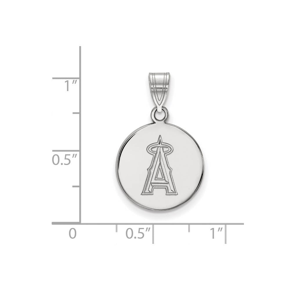 Alternate view of the 14K White Gold MLB Los Angeles Angels Medium Disc Pendant by The Black Bow Jewelry Co.