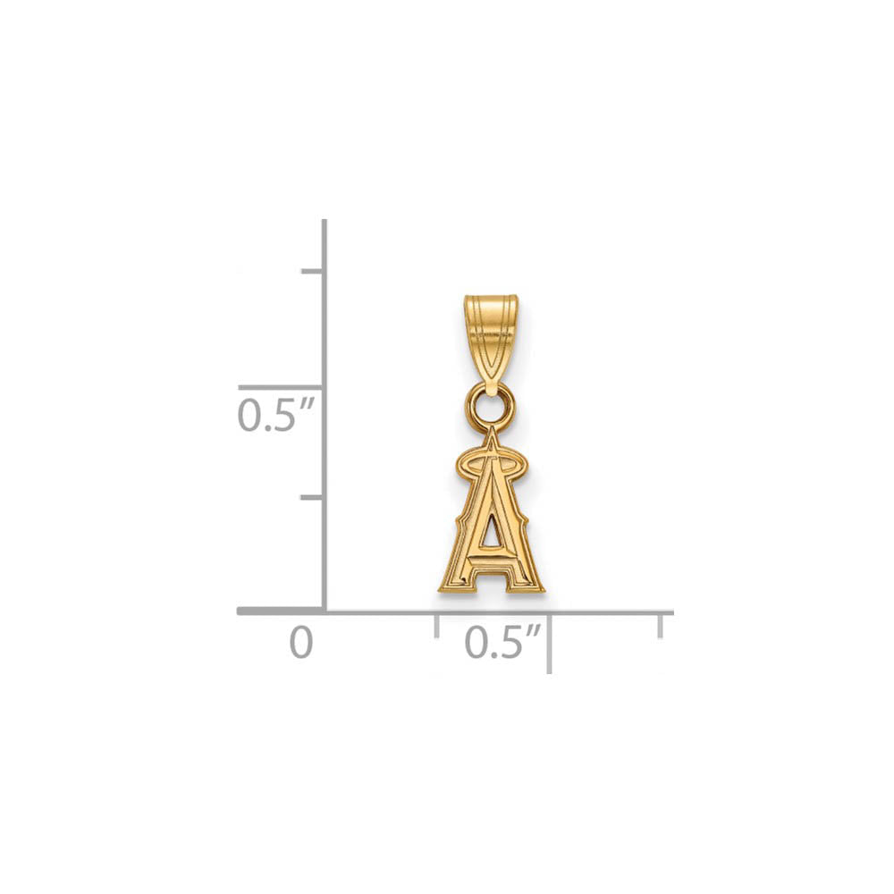 Alternate view of the 14K Yellow Gold MLB Los Angeles Angels XS (Tiny) Letter A Charm by The Black Bow Jewelry Co.