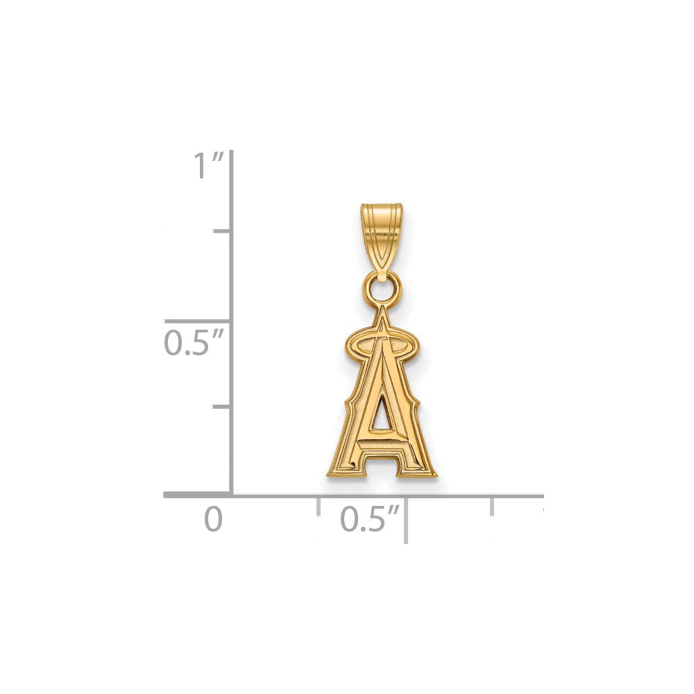 Alternate view of the 14K Yellow Gold MLB Los Angeles Angels Small Letter A Pendant by The Black Bow Jewelry Co.