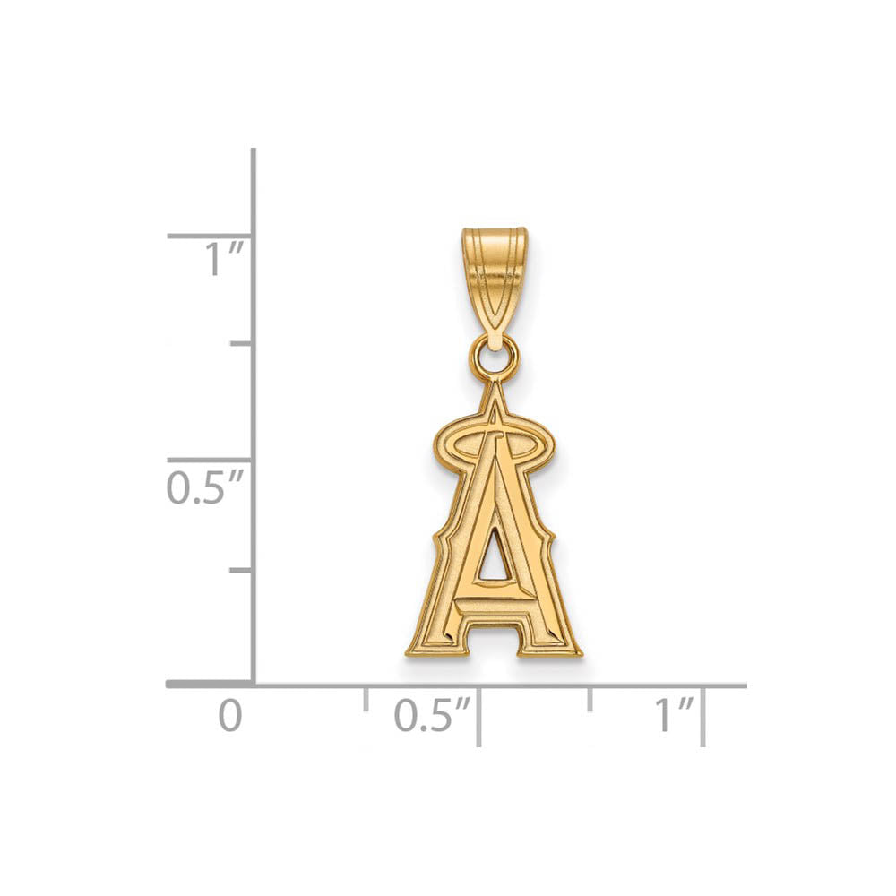 Alternate view of the 14K Gold Plated Silver MLB Los Angeles Angels MD Letter A Pendant by The Black Bow Jewelry Co.