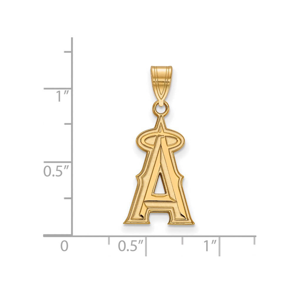 Alternate view of the 14K Gold Plated Silver MLB Los Angeles Angels LG Letter A Pendant by The Black Bow Jewelry Co.