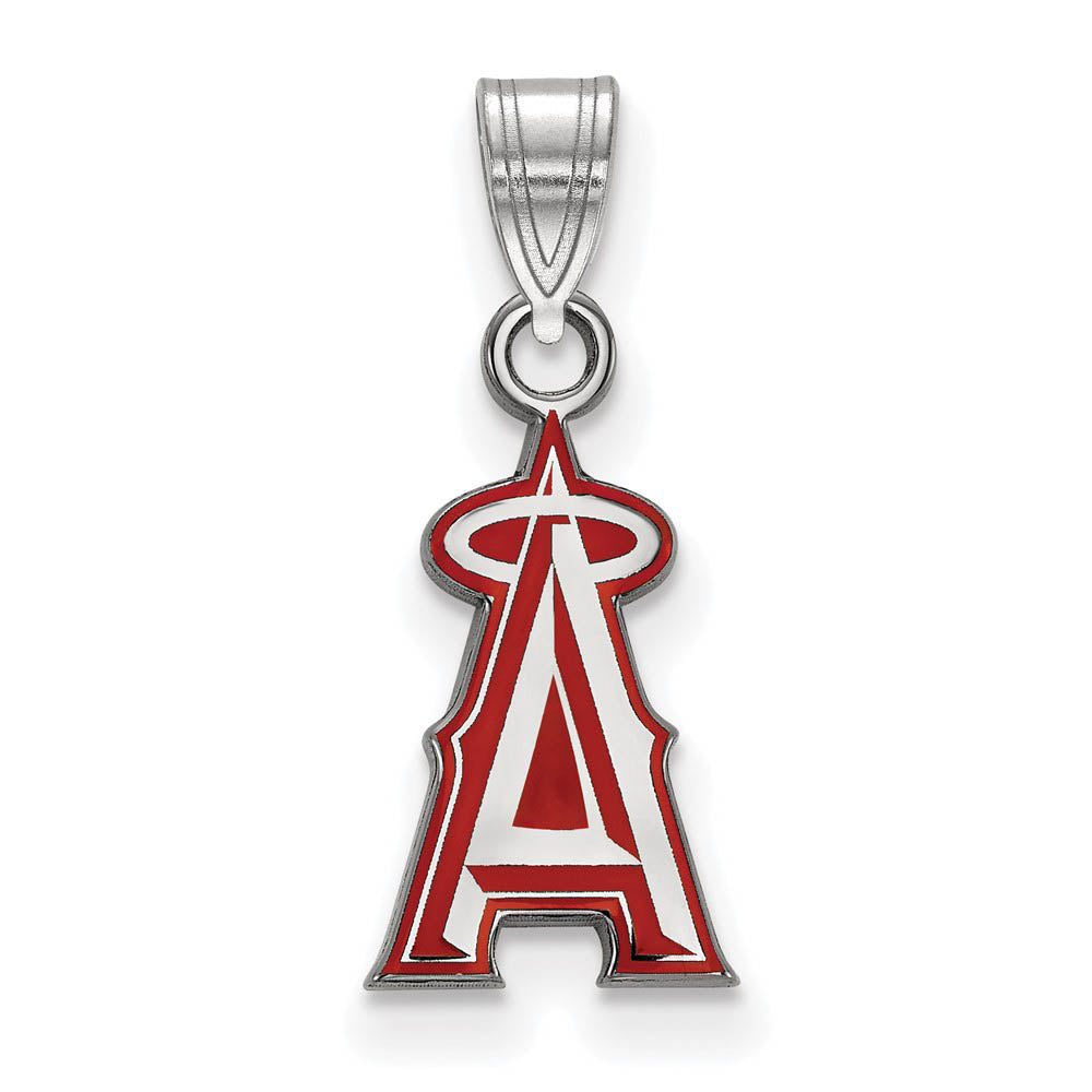 Sterling Silver MLB Los Angeles Angels SM Enamel A Pendant, Item P32153 by The Black Bow Jewelry Co.