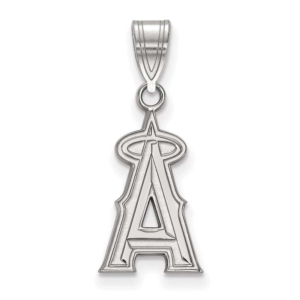 Sterling Silver MLB Los Angeles Angels Medium Letter A Pendant, Item P32154 by The Black Bow Jewelry Co.