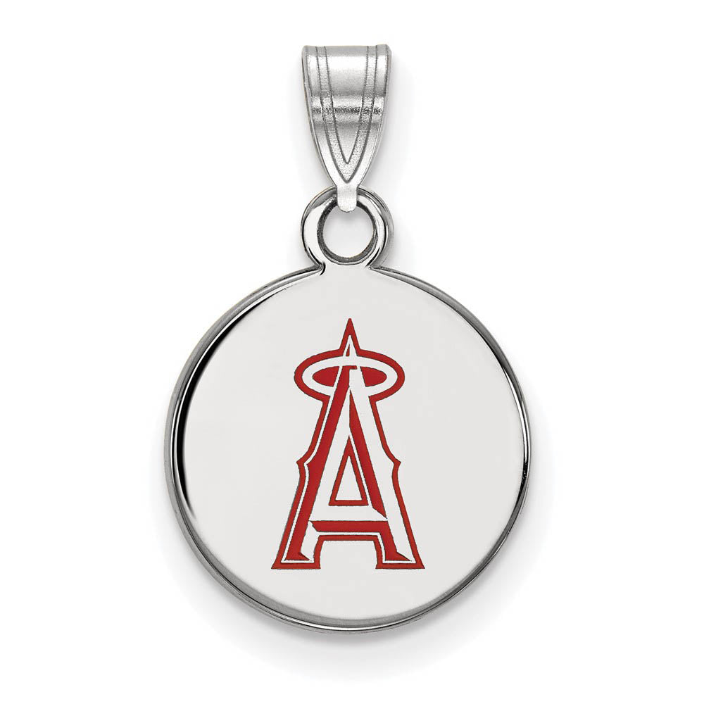 Sterling Silver MLB Los Angeles Angels SM Enamel A Disc Pendant, Item P32157 by The Black Bow Jewelry Co.