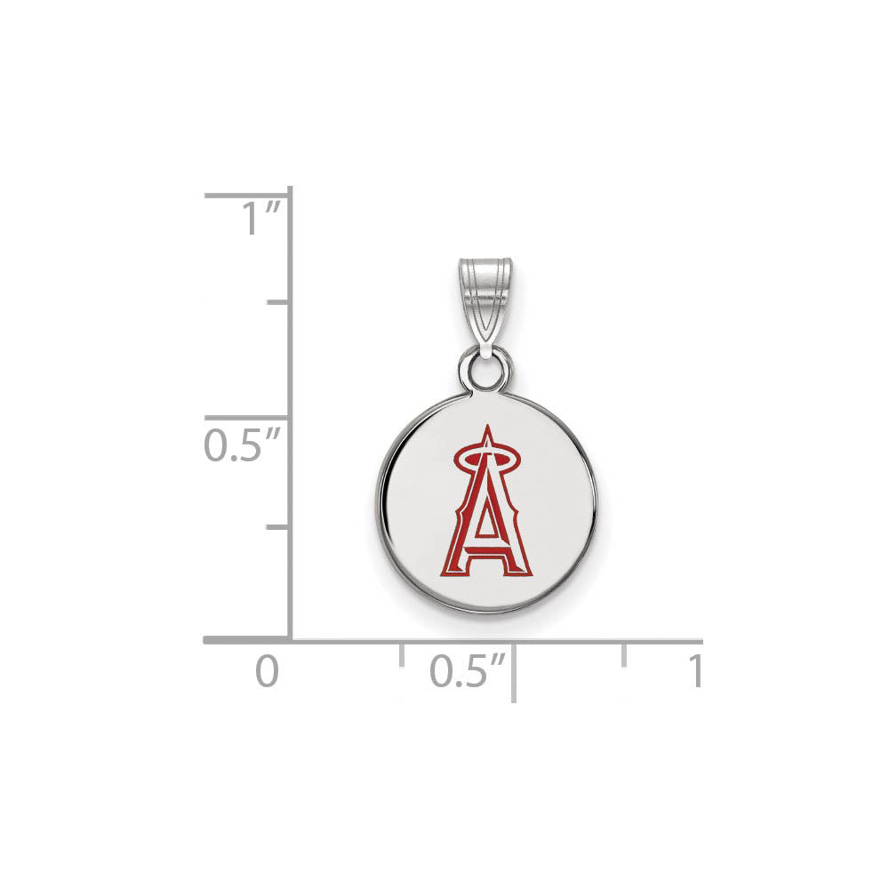 Alternate view of the Sterling Silver MLB Los Angeles Angels SM Enamel A Disc Pendant by The Black Bow Jewelry Co.