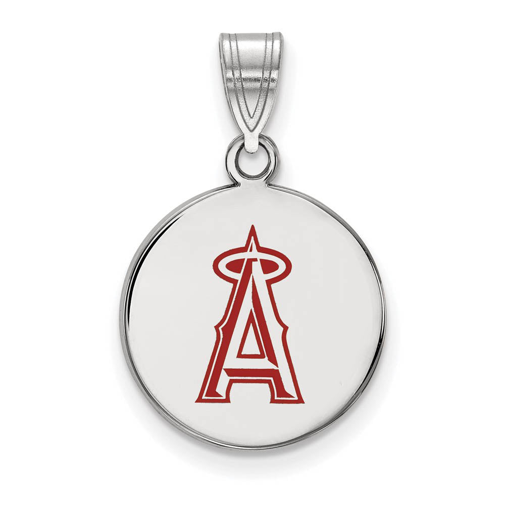 Sterling Silver MLB Los Angeles Angels MD Enamel A Disc Pendant, Item P32159 by The Black Bow Jewelry Co.