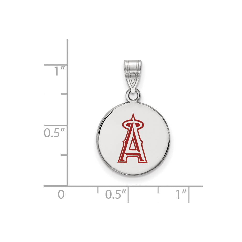 Alternate view of the Sterling Silver MLB Los Angeles Angels MD Enamel A Disc Pendant by The Black Bow Jewelry Co.