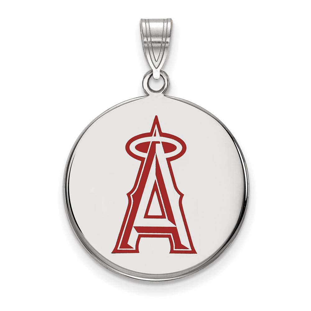 Sterling Silver MLB Los Angeles Angels LG Enamel A Disc Pendant, Item P32161 by The Black Bow Jewelry Co.